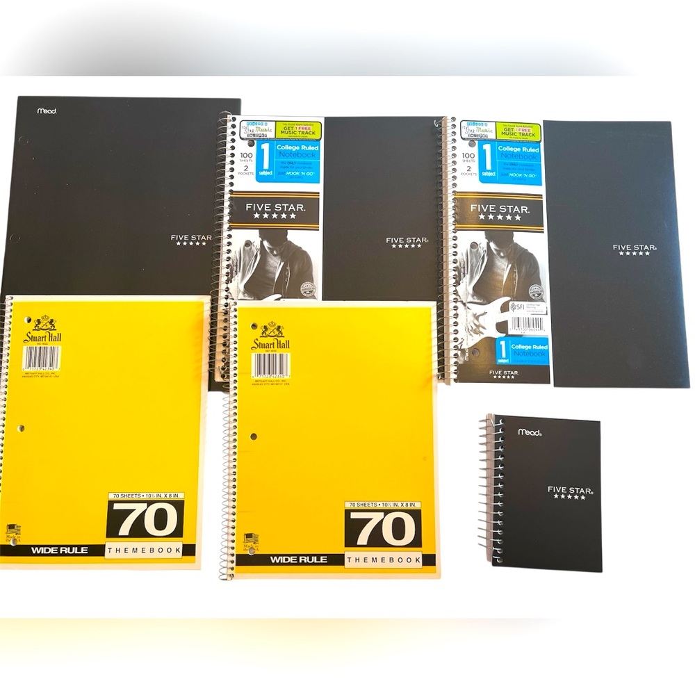 Back to School Supplies Yellow/Black Notebooks, Assignment Book & Pocket Folder